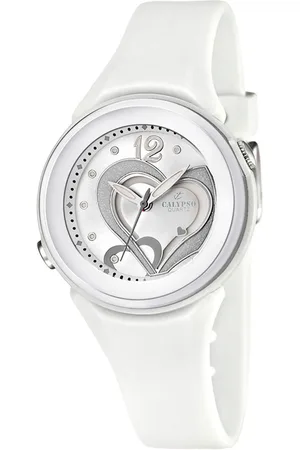 Calypso Quarzuhr, Armbanduhr, Damenuhr, mit Herzmotiv, bis 10 bar wasserdicht