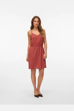 VERO MODA Trägerkleid »VMMYMILO SINGLET SHORT DRESS WVN GA«, mit Leinen
