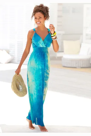 Lascana Maxikleid, mit Batikdruck und verstellbarem Ausschitt, Sommerkleid, Strandkleid