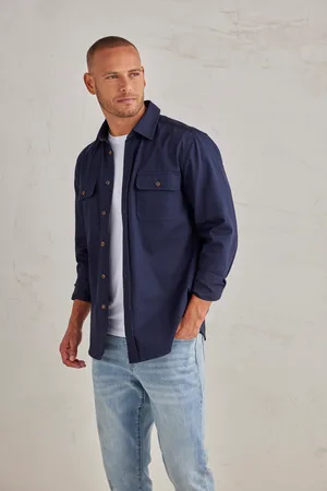 john devin Langarmhemd, Overshirt aus reiner Baumwolle, mit aufgesetzten Taschen
