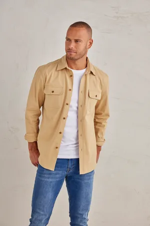 john devin Langarmhemd, Overshirt aus reiner Baumwolle, mit aufgesetzten Taschen