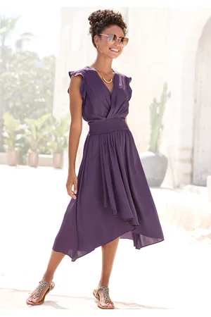 Lascana Satinkleid, mit kurzen Ärmeln, Sommerkleid