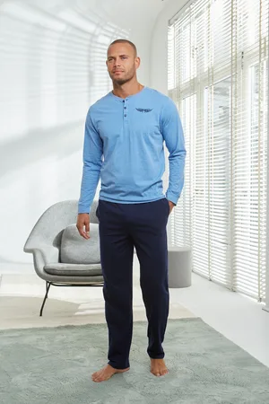 AUTHENTIC LE JOGGER Pyjama »Schlafanzug für Herren«, (2 tlg., 1 Stück), mit Knopfleiste