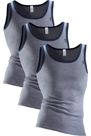 Clipper Unterhemd »Tanktop für Herren«, (3 St.), modische Optik: Jeans meliert, tolle Baumwoll-Qualität