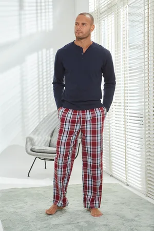 H.I.S Pyjama, (2 tlg., 1 Stück), Schlafanzug in langer Form mit Webhose