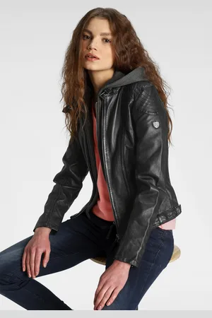 Mauritius Lederjacke »CASEY«, mit Kapuze, mit abnehmbarem Kapuzen-Sweateinsatz & aufwendigen Biker-Details