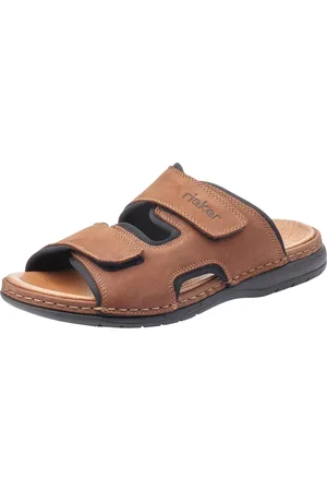 Rieker Pantolette, Hausschuh, Sommerschuh, Urlaubschuh mit dezentem Logoschriftzug