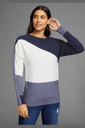 Laura Scott Rundhalspullover, mit diagonalen Streifen