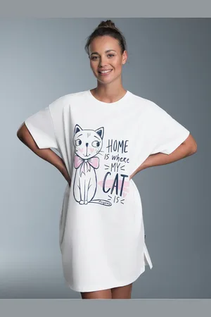 Trigema Pyjama » Bigshirt mit süßem Katzen-Printmotiv«, (1 tlg.)