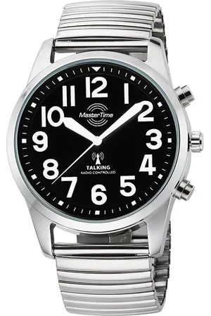 Master Time Funkuhr »Sprechende Funkuhr«, Armbanduhr, Quarzuhr, Herrenuhr, Datum, Flexband, Zugband