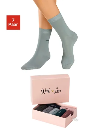 Lascana Basicsocken, (Box, 7 Paar), mit hochwertiger Logo Stickerei