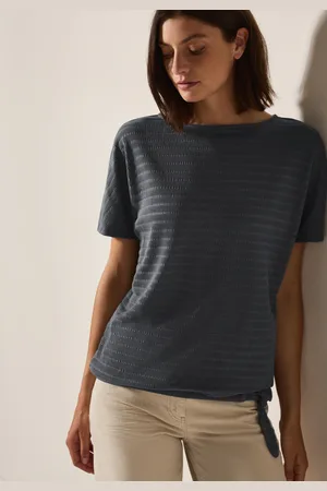 CECIL T-Shirt, in Smok-Optik und mit Knoten-Detail