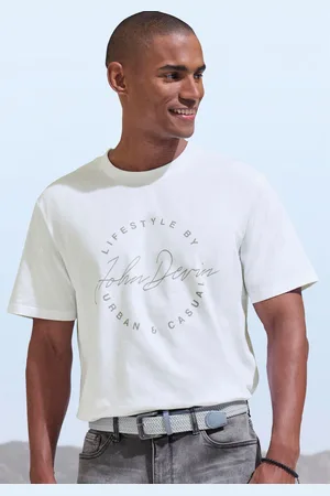 john devin T-Shirt, Rundhalsshirt mit Print aus reiner Baumwolle