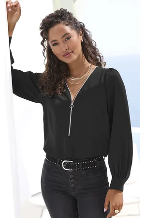Lascana Langarmbluse, mit Reißverschlussdetail, elegante Damenbluse