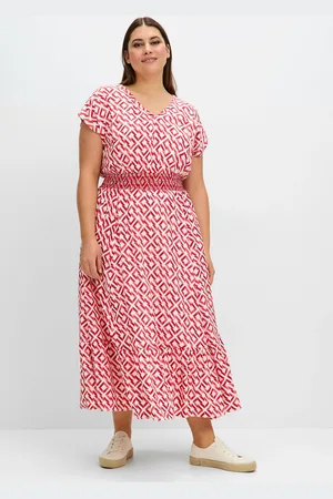 Sheego Sommerkleid »Maxikleid mit Smokbund und Grafikprint«