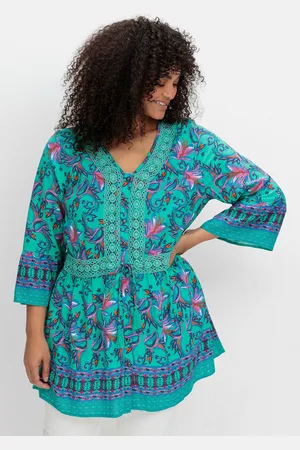 Sheego Longbluse »Longbluse im Boho-Stil, mit Trompetenärmeln«