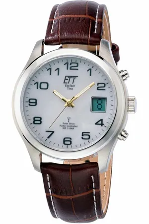 Ett Funkuhr, Armbanduhr, Herrenuhr, Solar, Datum, Lederarmband