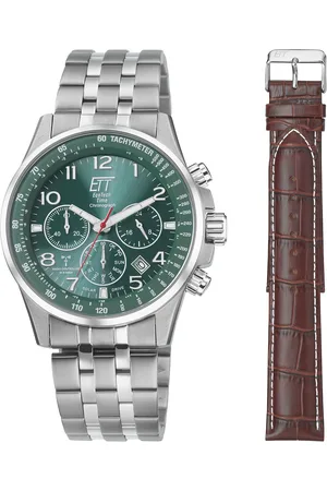 Ett Funkchronograph, (Set, 2 tlg., mit Wechselband), Armbanduhr, Herrenuhr, Stoppfunktion, Datum, Solar