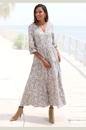 vivance collection Maxikleid, mit Alloverprint und Volants, langärmlig, Druckkleid, casual-chic