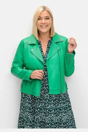 Sheego Lederjacke »Bikerjacke aus Lammnappa, im Biker-Stil«, ohne Kapuze, aus Lammnappa, im Biker-Stil