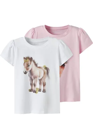 NAME IT Kurzarmshirt »NMFHANI SS TOP 2P«, (Packung, 2 tlg.)