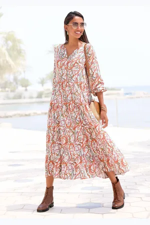 Lascana Maxikleid, mit Alloverprint und Volants, langärmlig, Druckkleid, casual-chic