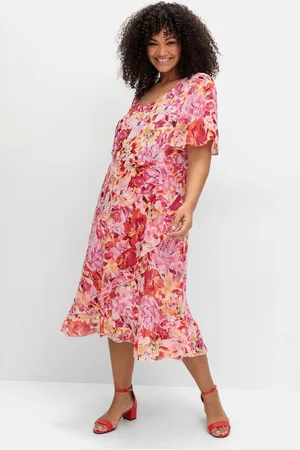 Sheego Chiffonkleid »Chiffonkleid mit Blumendruck und Flügelärmeln«