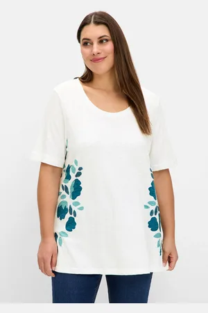 Sheego T-Shirt »A-Linien-Shirt mit Floral-Druck und Stickerei«