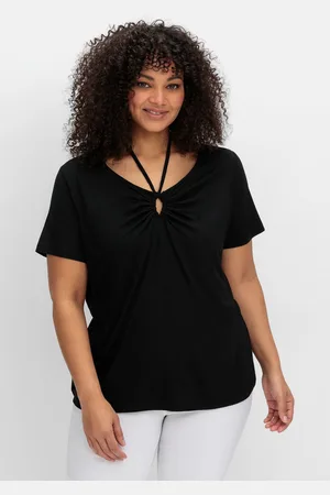 Sheego T-Shirt »Shirt mit Neckholder-Bindeband«