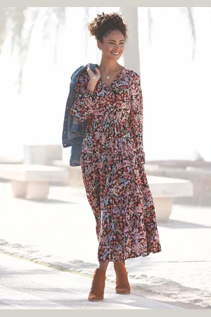 Lascana Maxikleid, mit Blümchenprint und V-Ausschnitt, Sommerkleid
