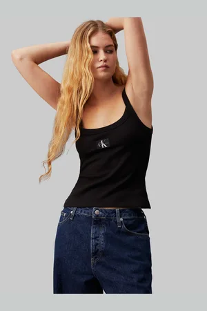 Calvin Klein Spaghettitop »WOVEN LABEL RIB TANK«, mit Logopatch