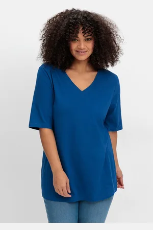 Sheego T-Shirt »Jerseyshirt mit V-Ausschnitt, leicht tailliert«