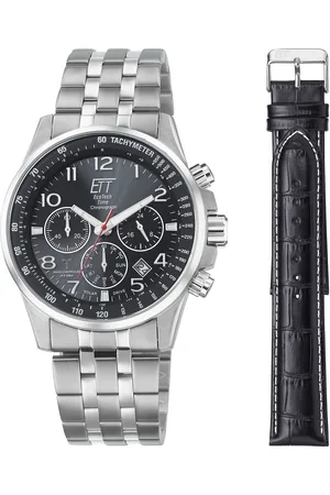 Ett Funkchronograph, (Set, 2 tlg., mit Wechselband), Armbanduhr, Herrenuhr, Stoppfunktion, Datum, Solar