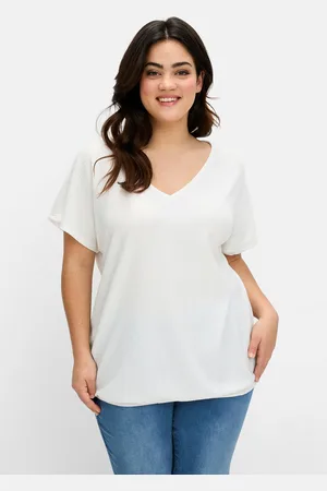 Sheego T-Shirt »Shirt aus Struktur-Jersey, mit Gummizugsaum«