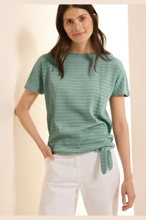 CECIL T-Shirt, in Smok-Optik und mit Knoten-Detail