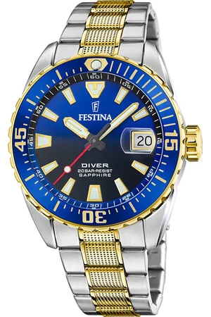 Festina Quarzuhr »The Originals/Diver«, Armbanduhr, Herrenuhr, Edelstahlarmband, analog, Tag