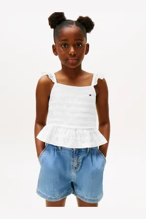 Tommy Hilfiger Trägertop »TEXTURED COTTON TOP SLVLS«, mit Stickerei, mit Rüschen