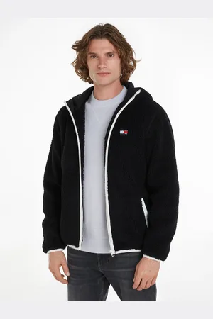Tommy Hilfiger Plüschjacke »TJM REG BADGE TEDDY ZIP TRU EXT«, mit Kapuze, mit Logopatch, leicht überschnittene Schultern