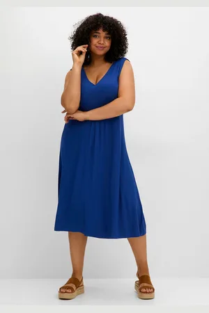 Sheego Jerseykleid »Ärmelloses Jerseykleid mit Raffung vorn«