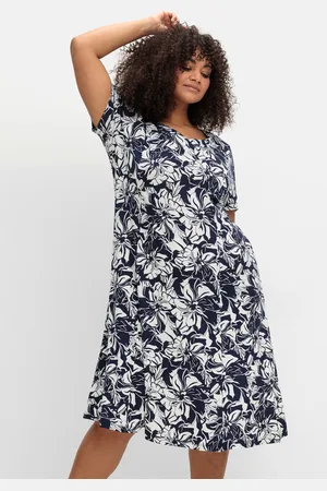 Sheego Jerseykleid »Jerseykleid in A-Linie, mit Blumenprint«
