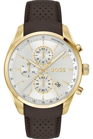 HUGO BOSS Chronograph »GRAND PRIX 44«, Quarzuhr, Armbanduhr, Herrenuhr, Lederarmband, analog, Tag