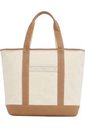 Tommy Hilfiger Tragetasche »TH SUMMER CANVAS TOTE«, Damen Henkeltasche, Beuteltasche, Strandtasche mit Kontrastbesatz