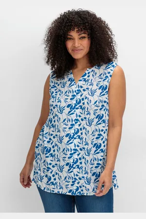 Sheego Shirttop »Webtop aus Viskose-Crêpe, mit Blätterprint«