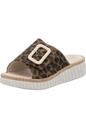 Rieker Pantolette, Sommerschuh, Strandschuh, Urlaubschuh, Hausschuh mit Klettverschluss