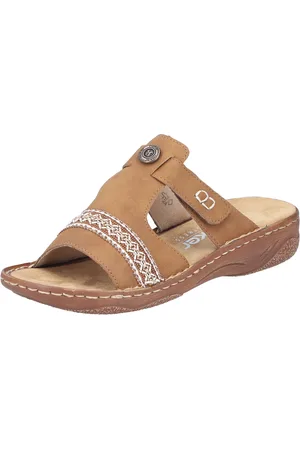 Rieker Pantolette, Sommerschuh, Schlappen, Hausschuh, Urlaubschuh mit Klettverschluss