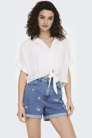 ONLY Kurzarmbluse »ONLPAULA LIFE S/S TIE SHIRT WVN NOOS«