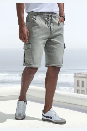 john devin Jogg Pants, mit Cargotaschen, knielang, elastische Schlupf-Bermuda