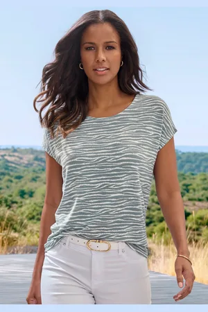 Lascana Kurzarmshirt »mit modischem Zebra-Muster«, aus weichem Viskose-Strick