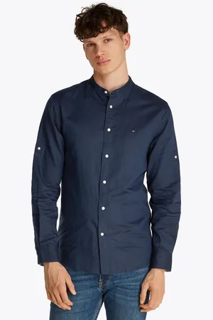 Tommy Hilfiger Langarmhemd »LINEN BLEND MAO COLLAR SHIRT«