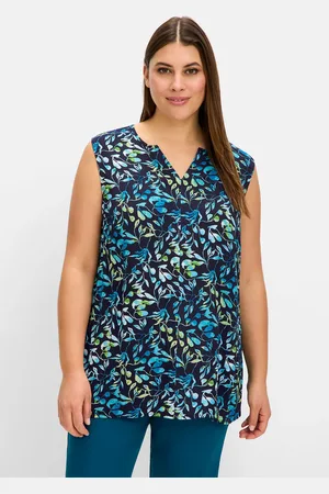 Sheego Shirttop »Webtop aus Viskose-Crêpe, mit Blätterprint«